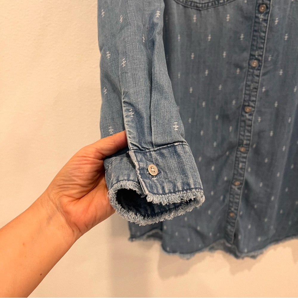 Anthropologie Cloth & Stone MaryLou Chambray Shirtdress Women’s Sz M coastal - Picture 3 of 7